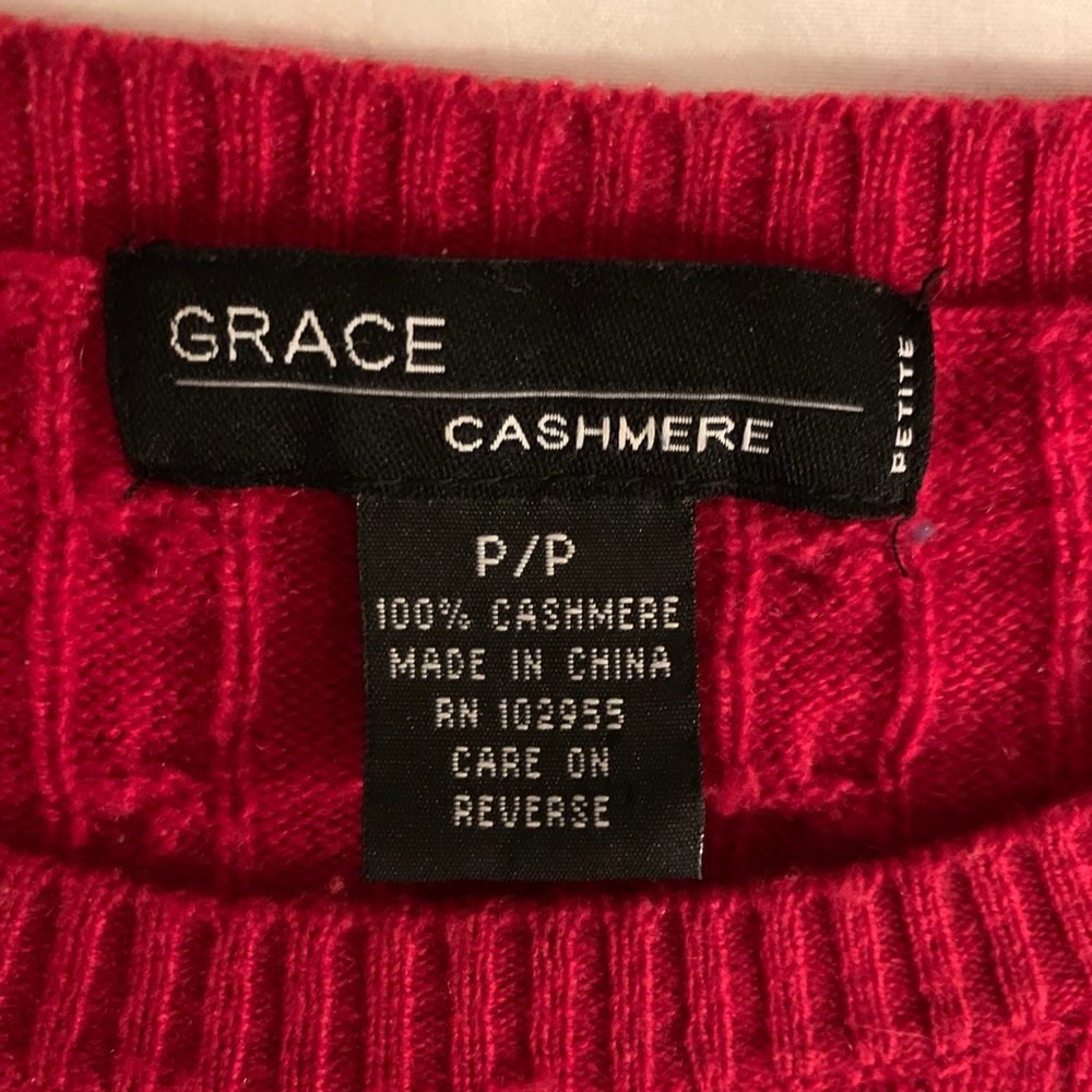 100% Cashmere Cable knit crew neck red sweater
